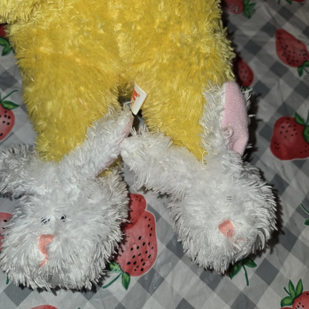 EASTER DUCK HOLDING RABBIT W/RABBIT SLIPPER SUPER FLUFFY SOFT BRIGHT BY PCB